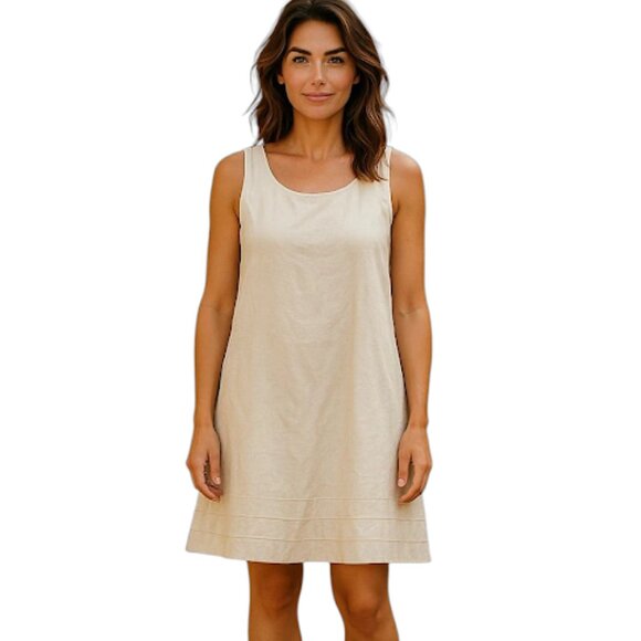 Habitat Dress Women Small Butter Yellow Linen Cotton Sleeveless Sustainable - Picture 1 of 9